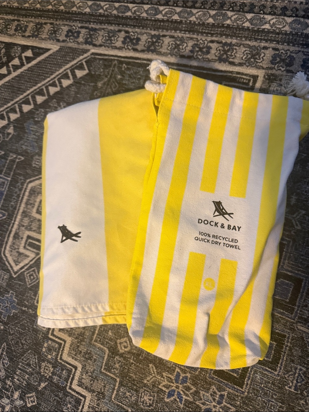 Dock & Bay Yellow and White Quick-Dry Beach Towel
